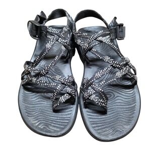 Chaco Z Cloud 2 Womens 8 Black White Strappy Toe Loop Hiking Sandals J106664